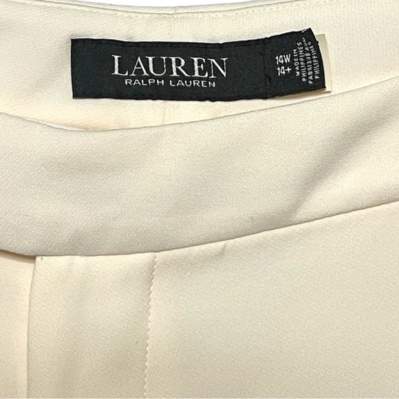 Lauren Ralph Lauren Georgette Double Pleat Wide Leg Trousers Winter Cream 14W - Picture 5 of 6